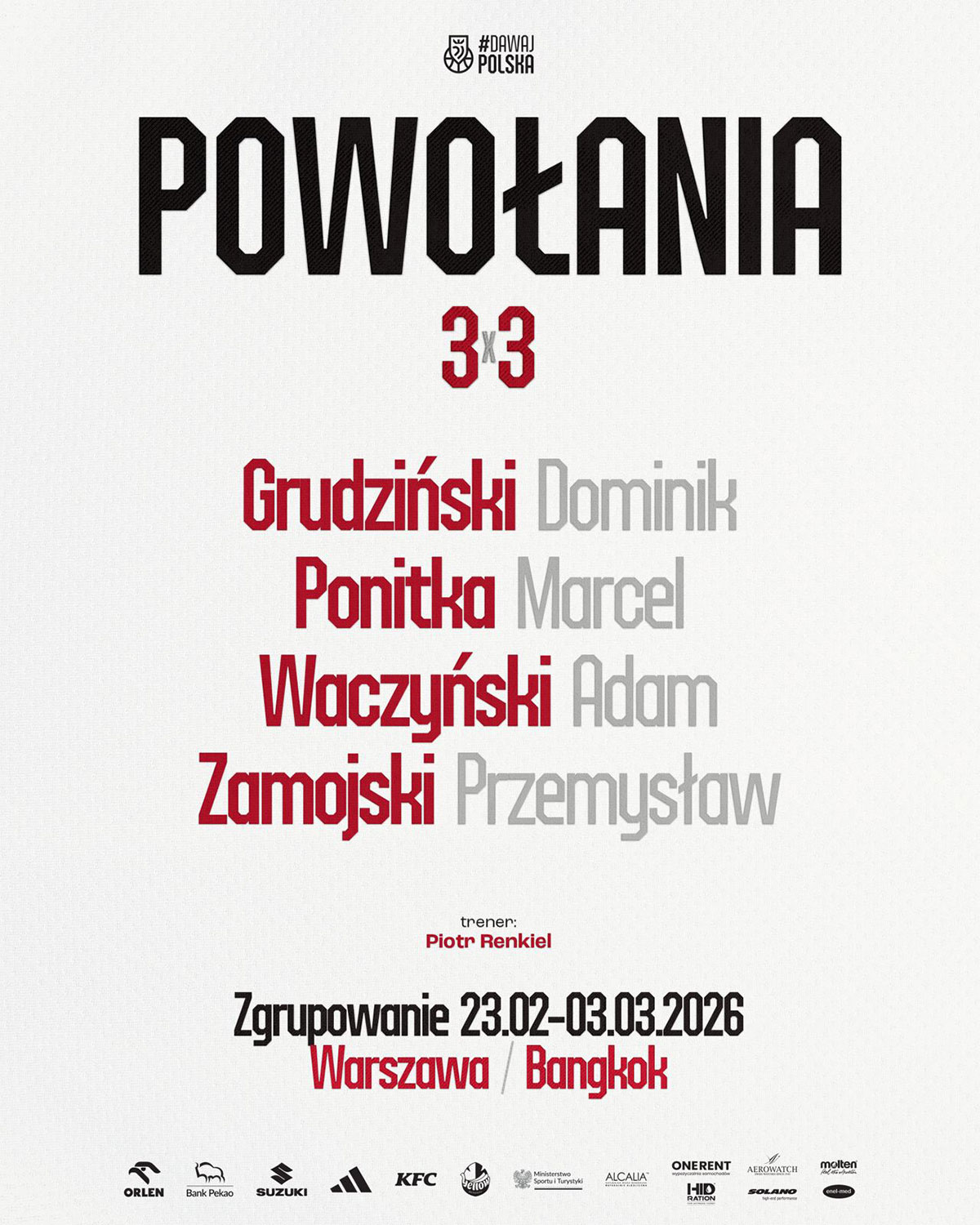 2026 02 16 znamy sklad koszkadry 3x3 na turniej w bangkoku plakat